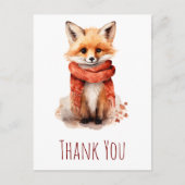 Cute Fox Pup in a Red Scarf Thank You ポストカード (正面)
