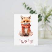 Cute Fox Pup in a Red Scarf Thank You ポストカード (スタンド正面)