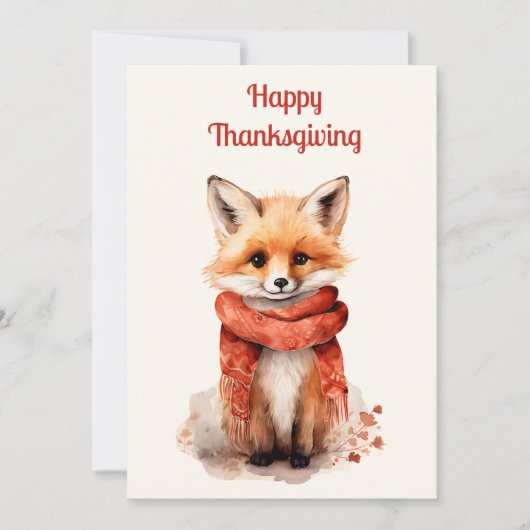 Cute Fox Pup in a Red Scarf Thanksgiving シーズンカード (正面)