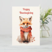 Cute Fox Pup in a Red Scarf Thanksgiving シーズンカード (スタンド正面)