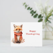 Cute Fox Pup in a Red Scarf Thanksgiving シーズンポストカード (スタンド正面)