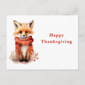 Cute Fox Pup in a Red Scarf Thanksgiving シーズンポストカード (正面)