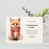 Cute Fox Pup in a Red Scarf Thanksgiving Dinner 招待状 (スタンド正面)