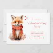 Cute Fox Pup in a Red Scarf Valentine's Day 招待状 (正面)