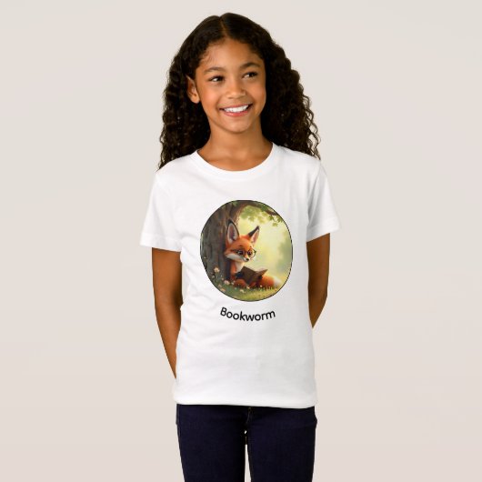 Cute fox reading a book, bookworm - custom  tシャツ (正面フル)