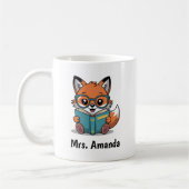 Cute Fox Reading Book Illustration コーヒーマグカップ (左)