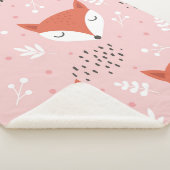 Cute fox seamless pattern, wolf hand drawn forest シェルパブランケット (3/4)