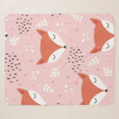 Cute fox seamless pattern, wolf hand drawn forest シェルパブランケット (正面(横))