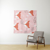 Cute fox seamless pattern, wolf hand drawn forest  タペストリー (インサイチュ(横))