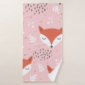 Cute fox seamless pattern, wolf hand drawn forest バスタオル (バスタオル)