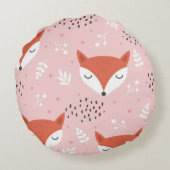 Cute fox seamless pattern, wolf hand drawn forest ラウンドクッション (裏面)