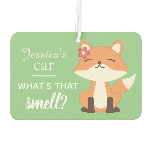 Cute Fox Sniffing the Air Personalised カーエアーフレッシュナー (裏面)