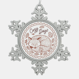 Cute Fox Snowflake Framed Ornament スノーフレークピューターオーナメント