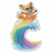 Cute Fox Sticker – Surfboard Wave シール (正面)