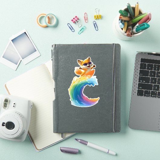 Cute Fox Sticker – Surfboard Wave シール (iPadカバー)