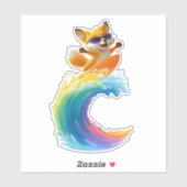 Cute Fox Sticker – Surfboard Wave シール (シート)