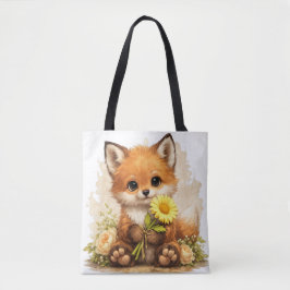 Cute Fox Tote Bag – Kawaii Animal Floral Gift トートバッグ