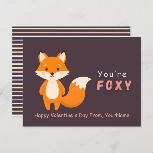 Cute Fox Valentine’s Day Card – You’re Foxy シーズンポストカード (正面/裏面)