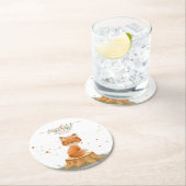 Cute Fox with Flower Crown Baby Shower ラウンドペーパーコースター (インサイチュ)