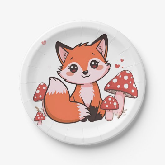 Cute Fox Woodland Animal Party Design  ペーパープレート (正面)