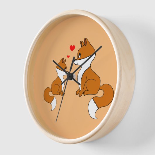 Cute foxes 壁時計 (傾斜)