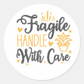 Cute FRAGILE Handle With Care Labels | Aesthetic ラウンドシール (正面)