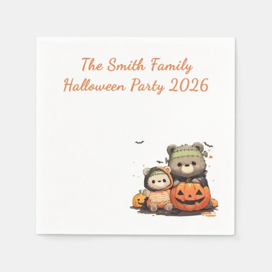 Cute Frankenstein Bear Halloween Custom スタンダードカクテルナプキン (正面)