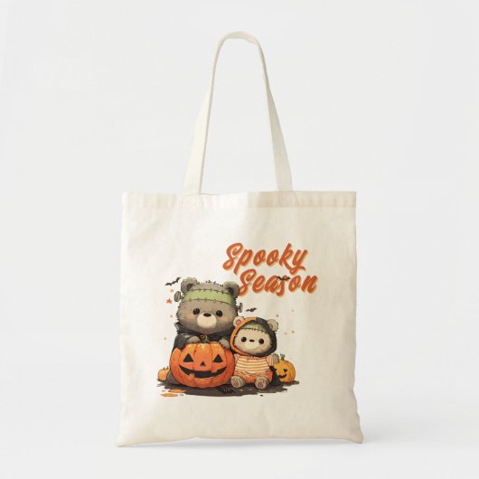 Cute Frankenstein Bear Halloween Spooky Season トートバッグ (正面)