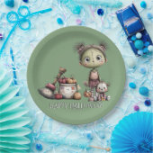 Cute Frankenstein Girl Kids Halloween ペーパープレート (パーティー)