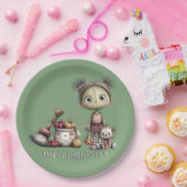 Cute Frankenstein Girl Kids Halloween ペーパープレート (パーティー)