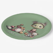 Cute Frankenstein Girl Kids Halloween ペーパープレート (アングル)