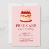 Cute Free Cake Funny Adult Birthday Any Age 招待状 (正面)