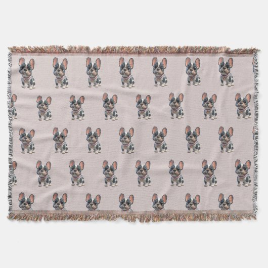 Cute French Bulldog スローブランケット (正面)
