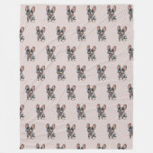 Cute French Bulldog フリースブランケット (正面)