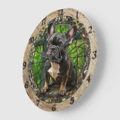 Cute French Bulldog ラージ壁時計 (傾斜)