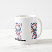 Cute French Bulldog American Flag with Hearts コーヒーマグカップ (正面右)
