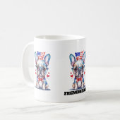 Cute French Bulldog American Flag with Hearts コーヒーマグカップ (正面左)