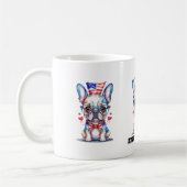 Cute French Bulldog American Flag with Hearts コーヒーマグカップ (左)