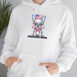 Cute French Bulldog American Flag with Hearts パーカ