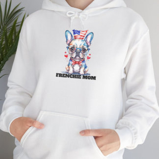 Cute French Bulldog American Flag with Hearts パーカ