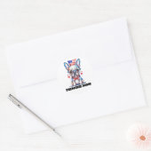 Cute French Bulldog American Flag with Hearts ラウンドシール (封筒)