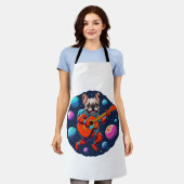 Cute French Bulldog Astronaut Playing Guitar – Fun エプロン (着用した状態)