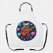 Cute French Bulldog Astronaut Playing Guitar – Fun エプロン (正面)