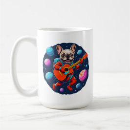Cute French Bulldog Astronaut Playing Guitar – Fun コーヒーマグカップ