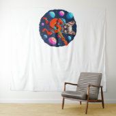 Cute French Bulldog Astronaut Playing Guitar – Fun タペストリー (インサイチュ(横))