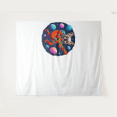 Cute French Bulldog Astronaut Playing Guitar – Fun タペストリー (正面(横))