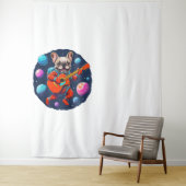 Cute French Bulldog Astronaut Playing Guitar – Fun タペストリー (インサイチュ)