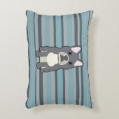Cute French Bulldog Blue Striped アクセントクッション (正面(垂直))