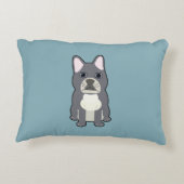 Cute French Bulldog Blue Striped アクセントクッション (裏面)