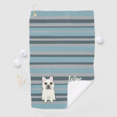 Cute French Bulldog Blue Striped ゴルフタオル (インサイチュ)